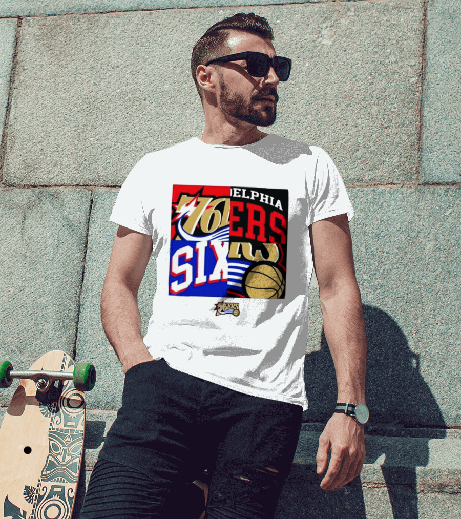 Philadelphia 76ers Vintage Block Logo Compilation NBA Basketball Fan Merch T-Shirt