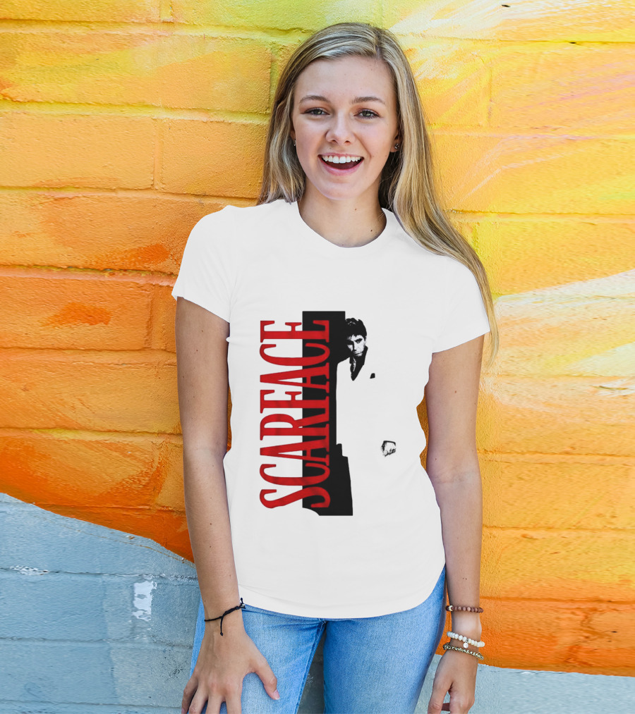 Tony Montana Scarface Movie Iconic Red Black T-Shirt