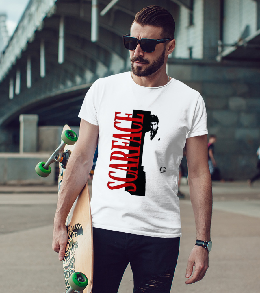 Tony Montana Scarface Movie Iconic Red Black T-Shirt