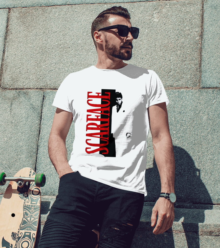 Tony Montana Scarface Movie Iconic Red Black T-Shirt