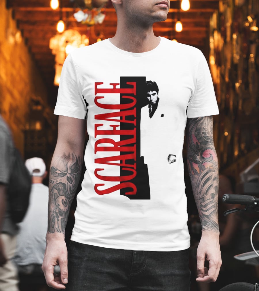 Tony Montana Scarface Movie Iconic Red Black T-Shirt