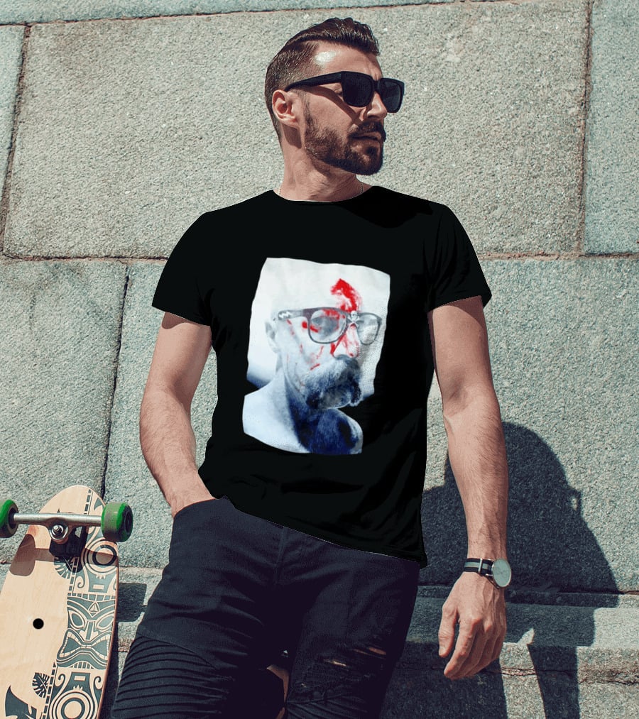 Bald Man With Bloody Beard And Skull Glasses T-Shirt