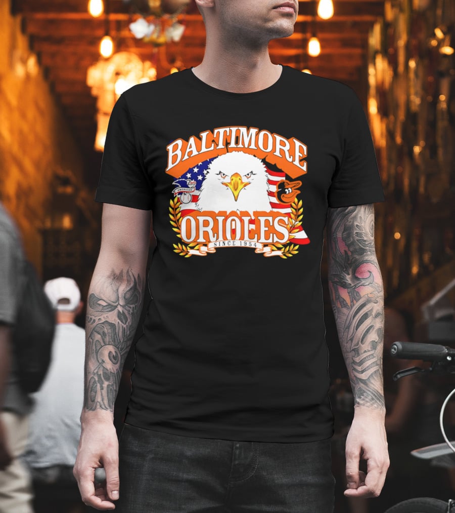 Baltimore Orioles Americana Eagle Logo With USA Flag Celebrating America's 250th Anniversary T-Shirt