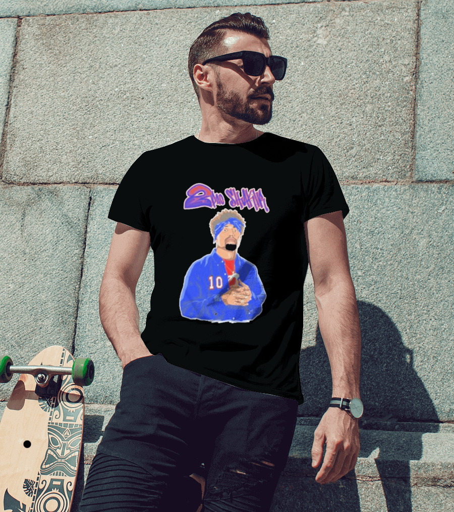 2Pac Shakir Sports Roundtable 10 Blue Bandana T-Shirt