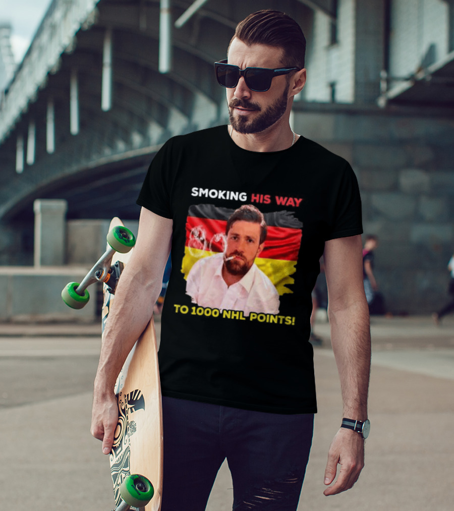 Smoking His Way To 1000 NHL Points Leon Draisaitl Edmonton Oilers T-Shirt