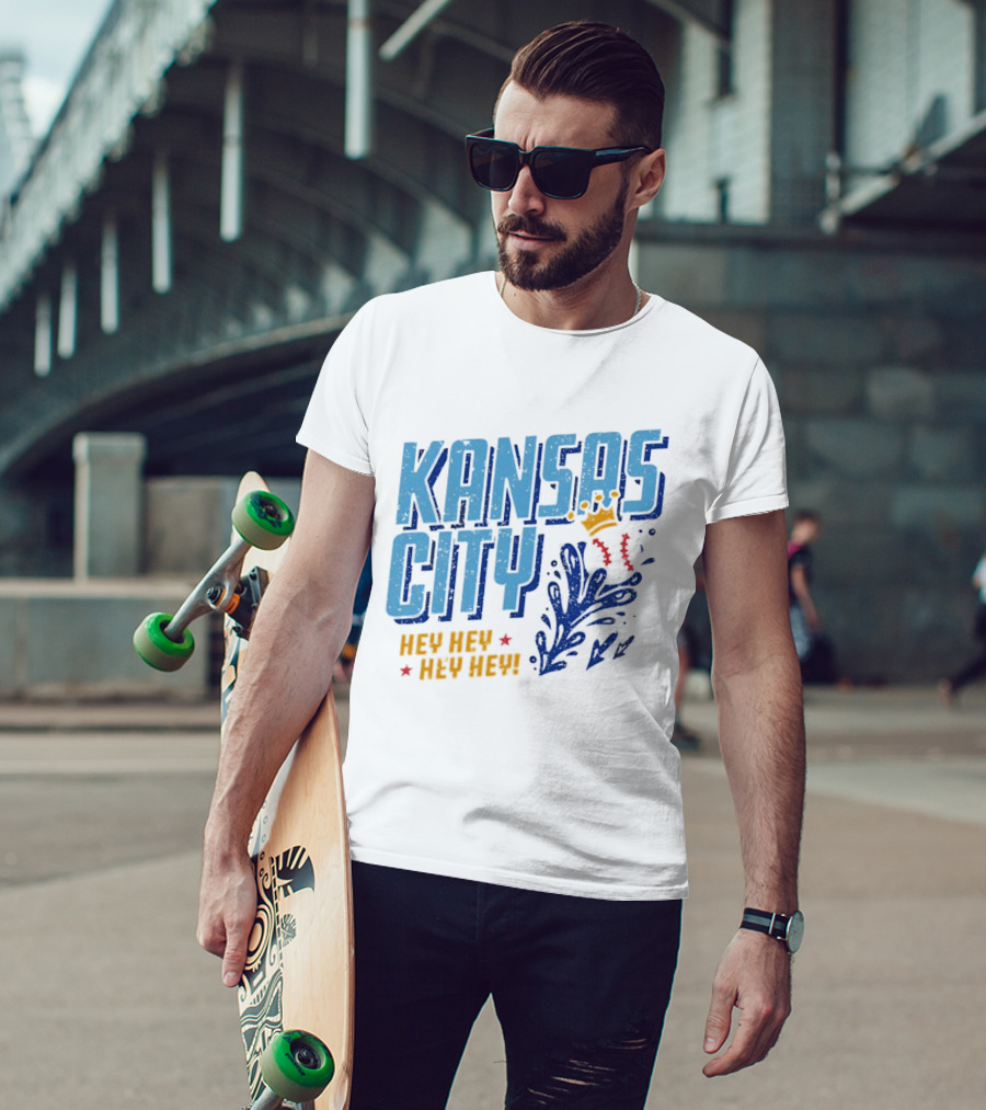 Kansas City Royals Hey Hey Hey Major League Baseball Kauffman Stadium T-Shirt