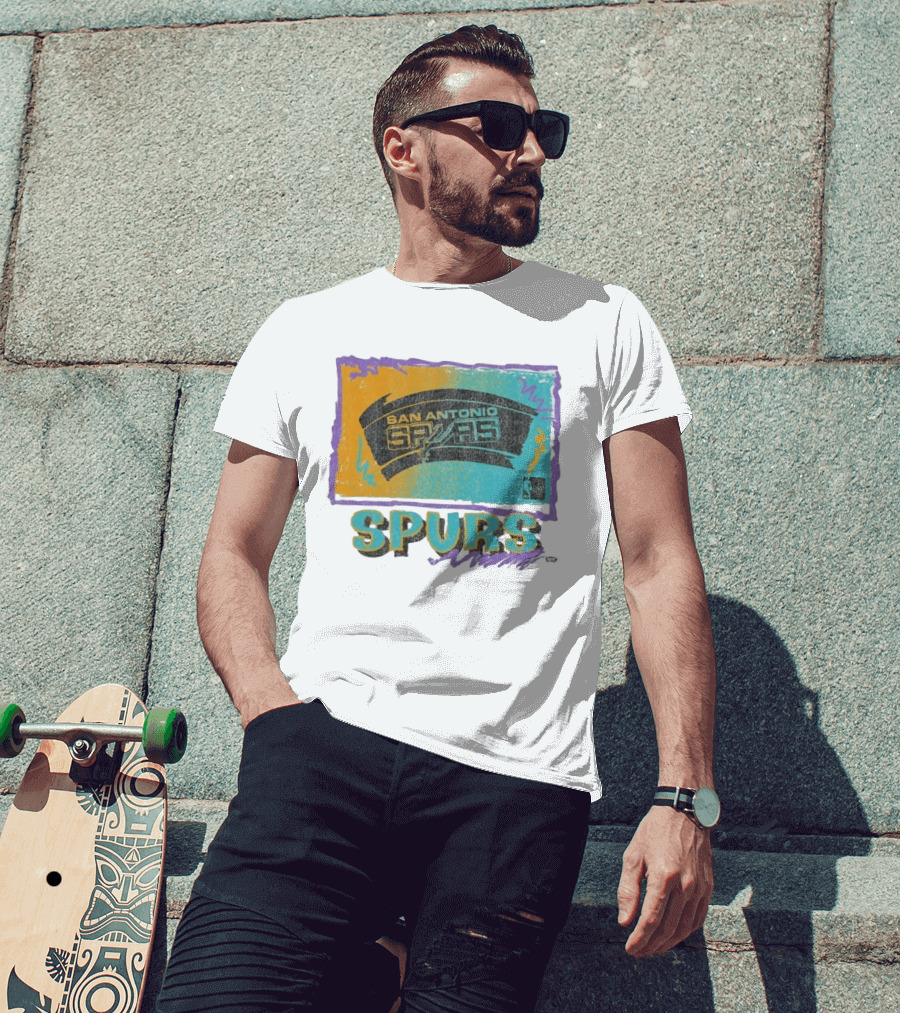 San Antonio Spurs White Surf Foundation Retro Colorful NBA T-Shirt