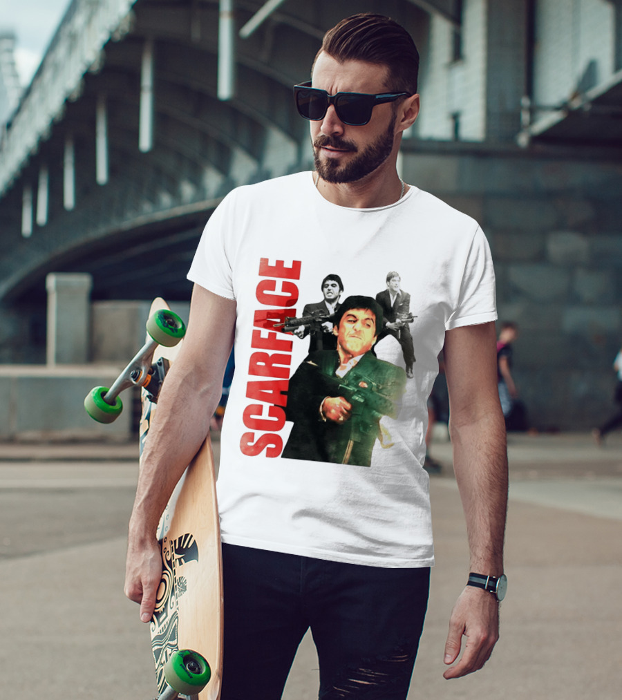 Scarface Tony Montana Al Pacino 1983 Miami Iconic Movie Moment T-Shirt