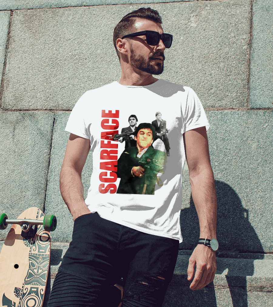 Scarface Tony Montana Al Pacino 1983 Miami Iconic Movie Moment T-Shirt