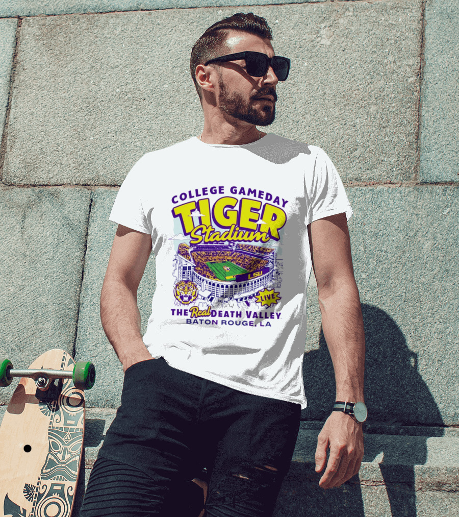 College GameDay Tiger Stadium LSU The Real Death Valley Baton Rouge LA T-Shirt
