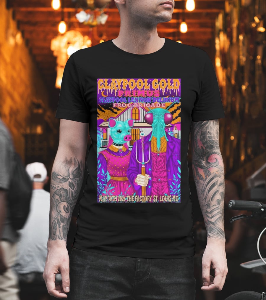 Claypool Gold Primus Lennon Delirium Frog Brigade Concert May 30th 2026 St Louis Mo T-Shirt