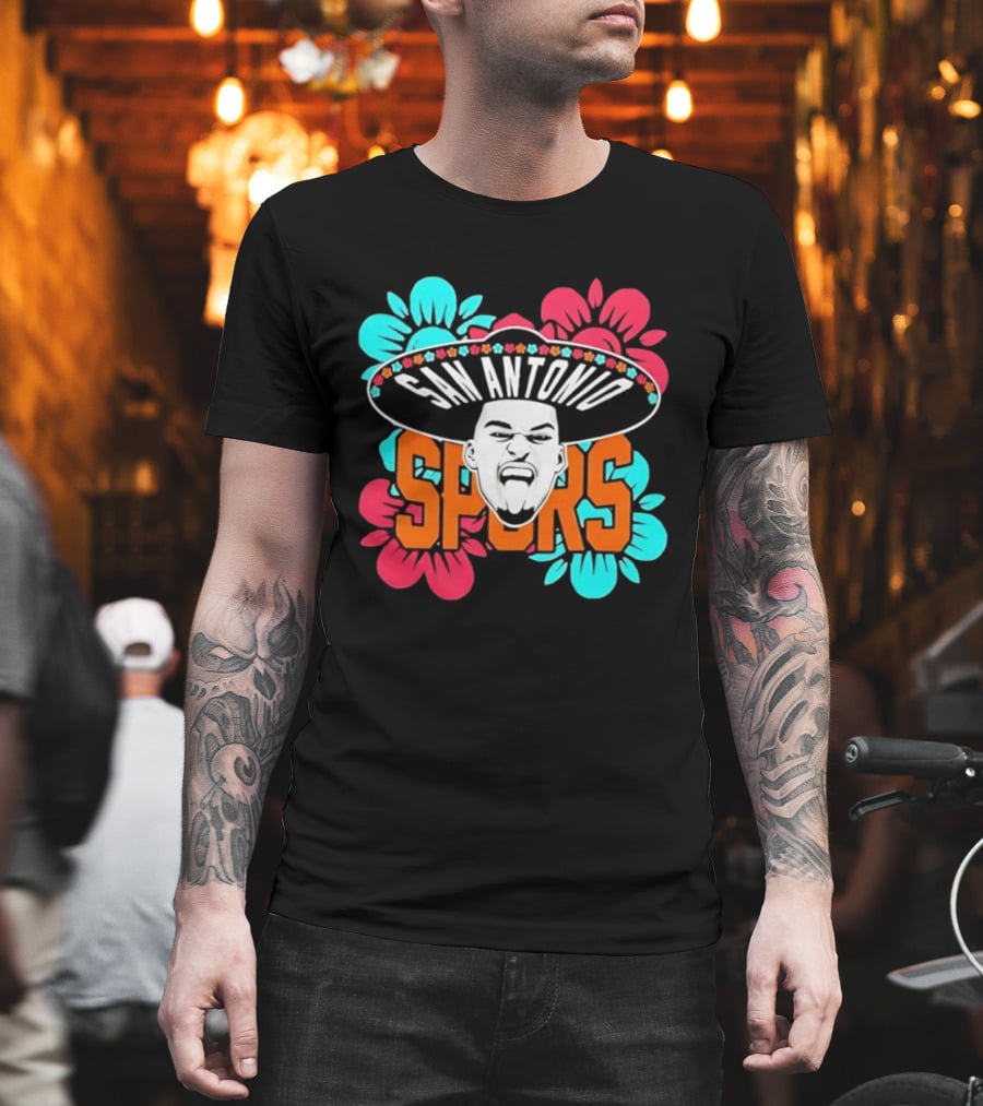 San Antonio Spurs Dejounte Murray Floral Sombrero T-Shirt