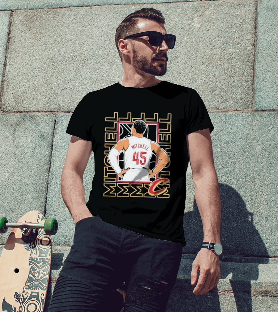 Cleveland Cavaliers Mitchell 45 Basketball Star Pose T-Shirt