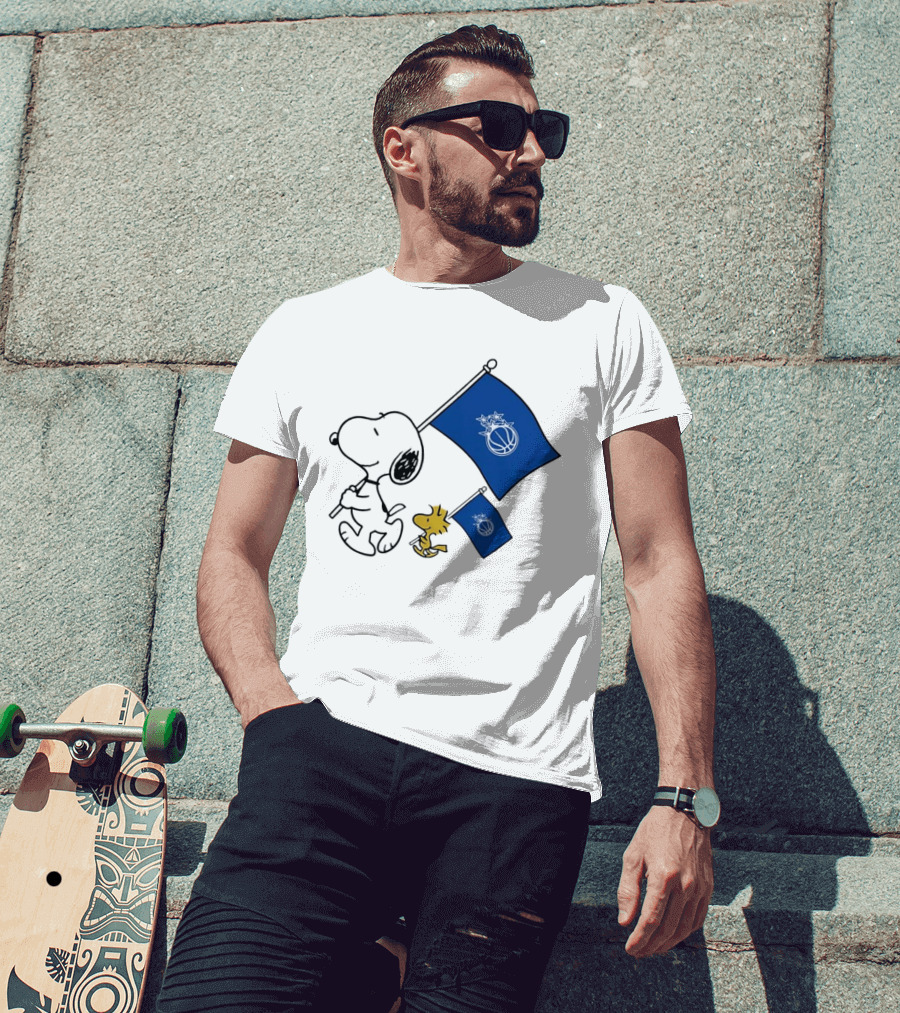 Snoopy And Woodstock Orlando Magic Team Flags Support T-Shirt