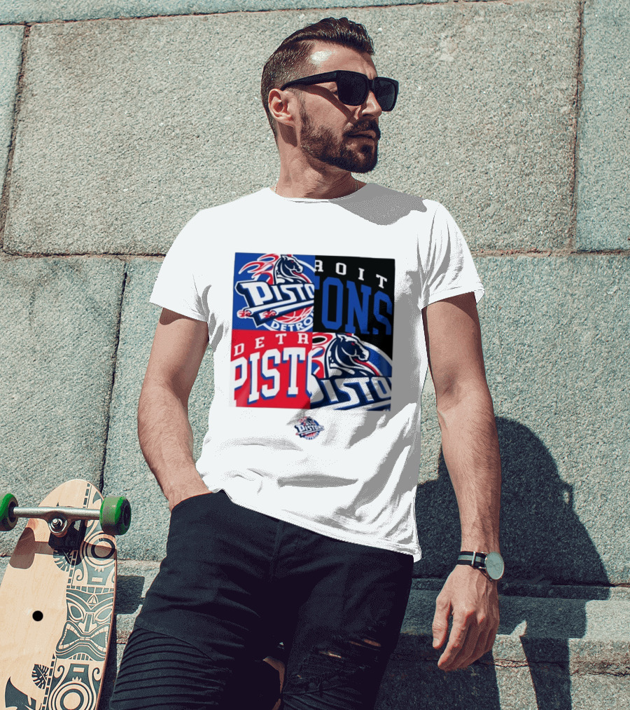 Detroit Pistons New Era Block PISTONS DETROIT Basketball T-Shirt