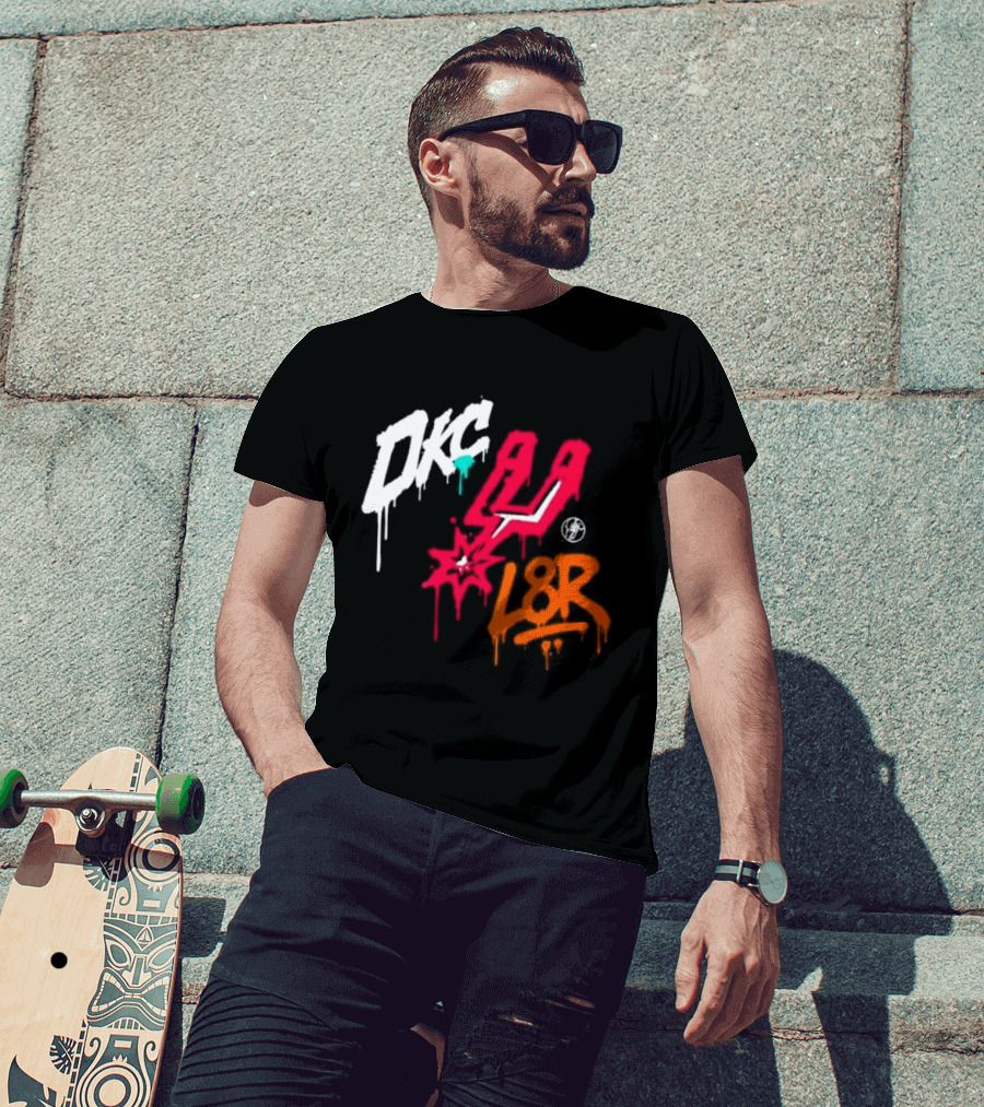 OKC Spurs U L8R Basketball Graffiti T-Shirt