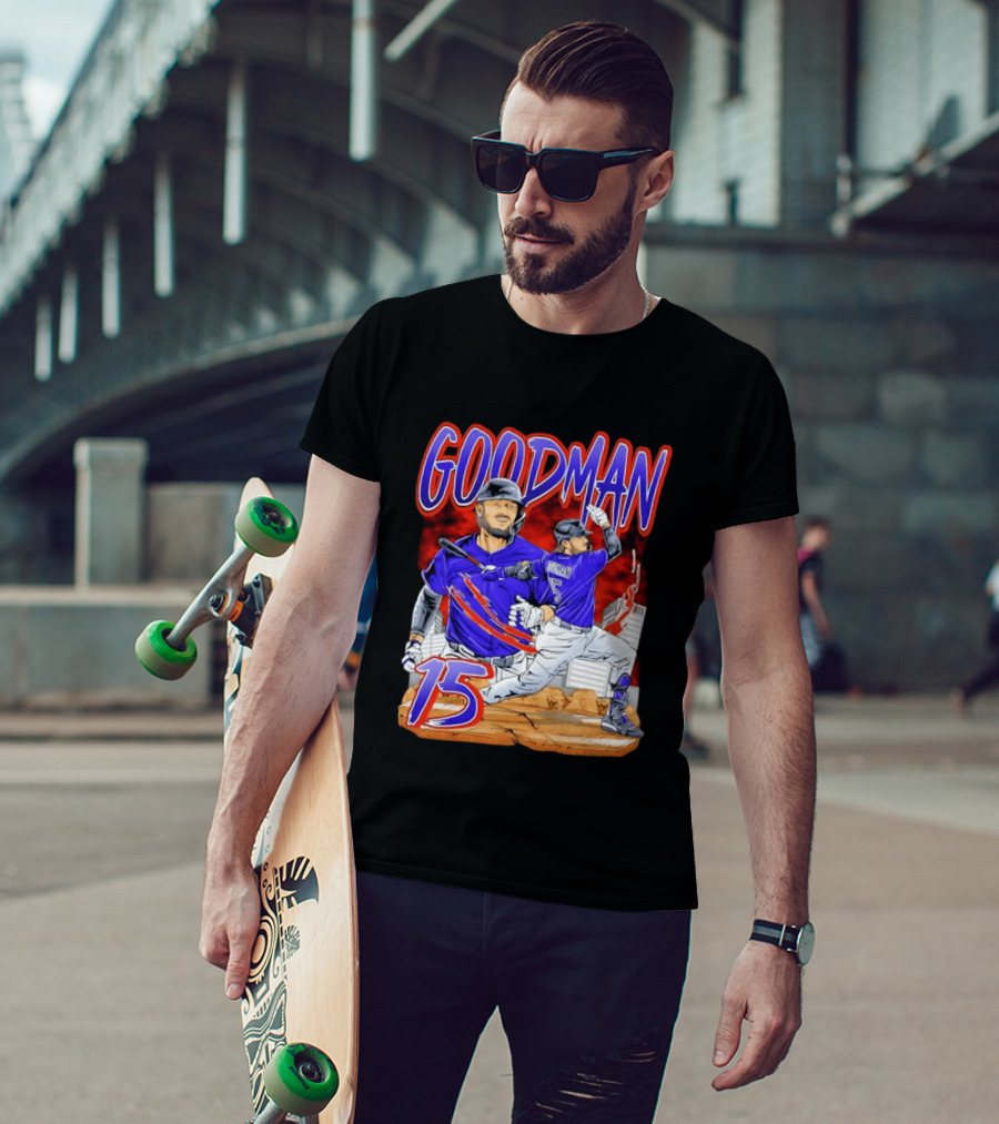 Goodman 15 Colorado Rockies Baseball Player Dynamic T-Shirt
