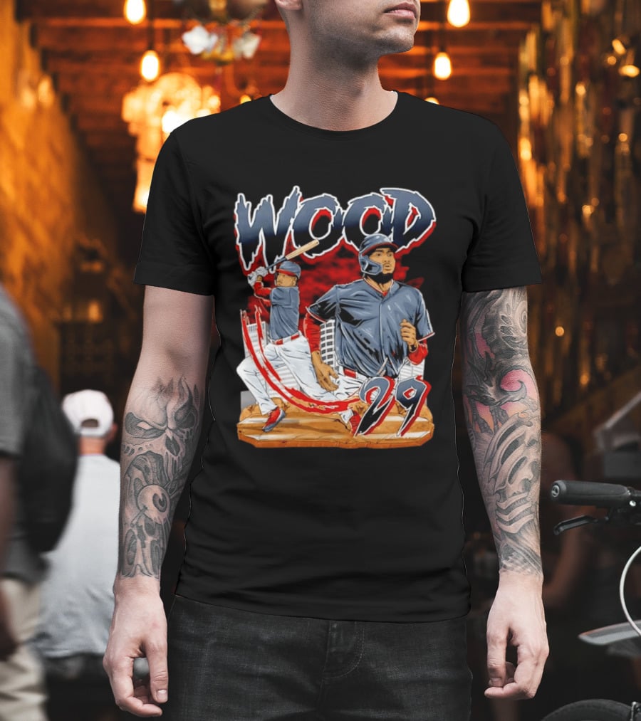 Wood 29 Washington Baseball Player Action T-Shirt
