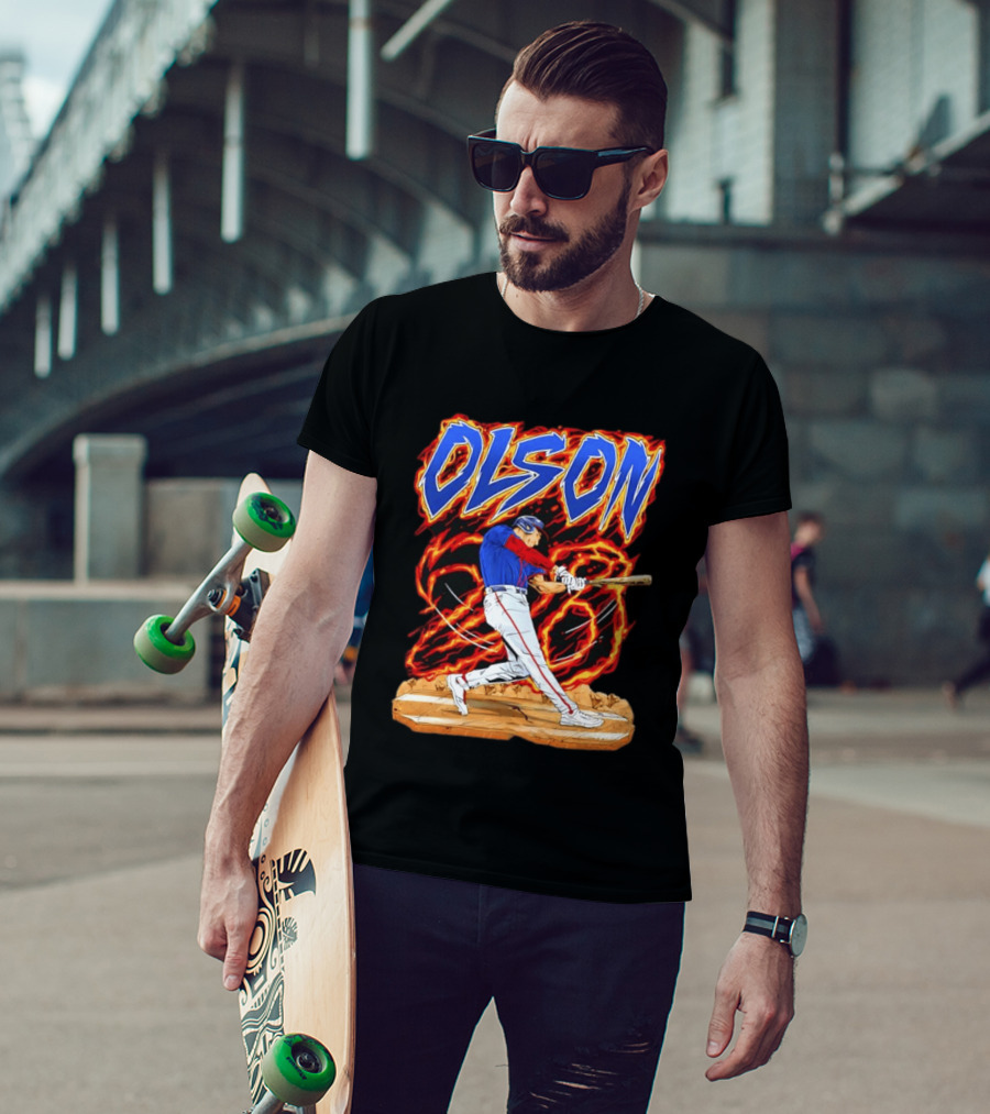 Olson Baseball Player Batting With Intense Flame T-Shirt