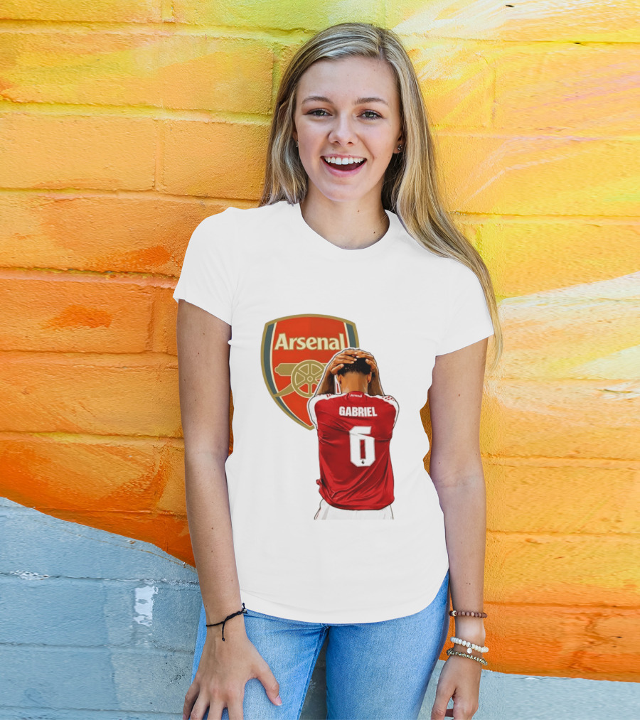 Gabriel Magalhaes Arsenal Jersey Number 6 Premier League T-Shirt