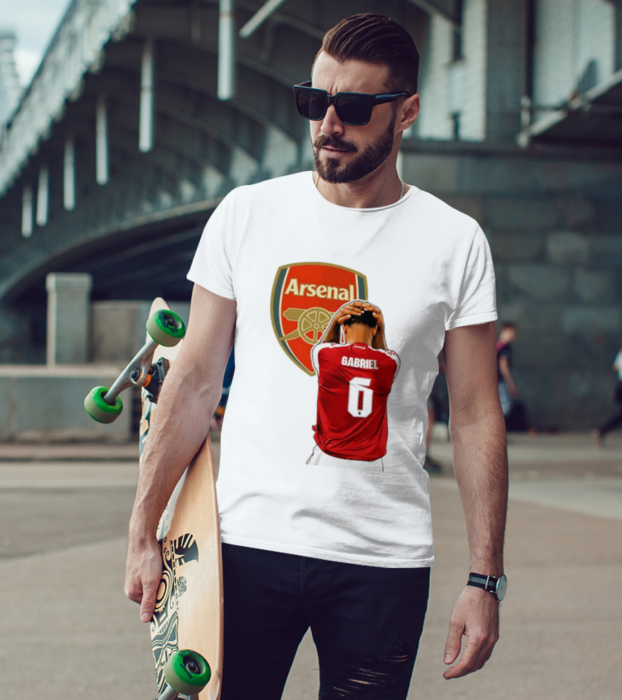 Gabriel Magalhaes Arsenal Jersey Number 6 Premier League T-Shirt