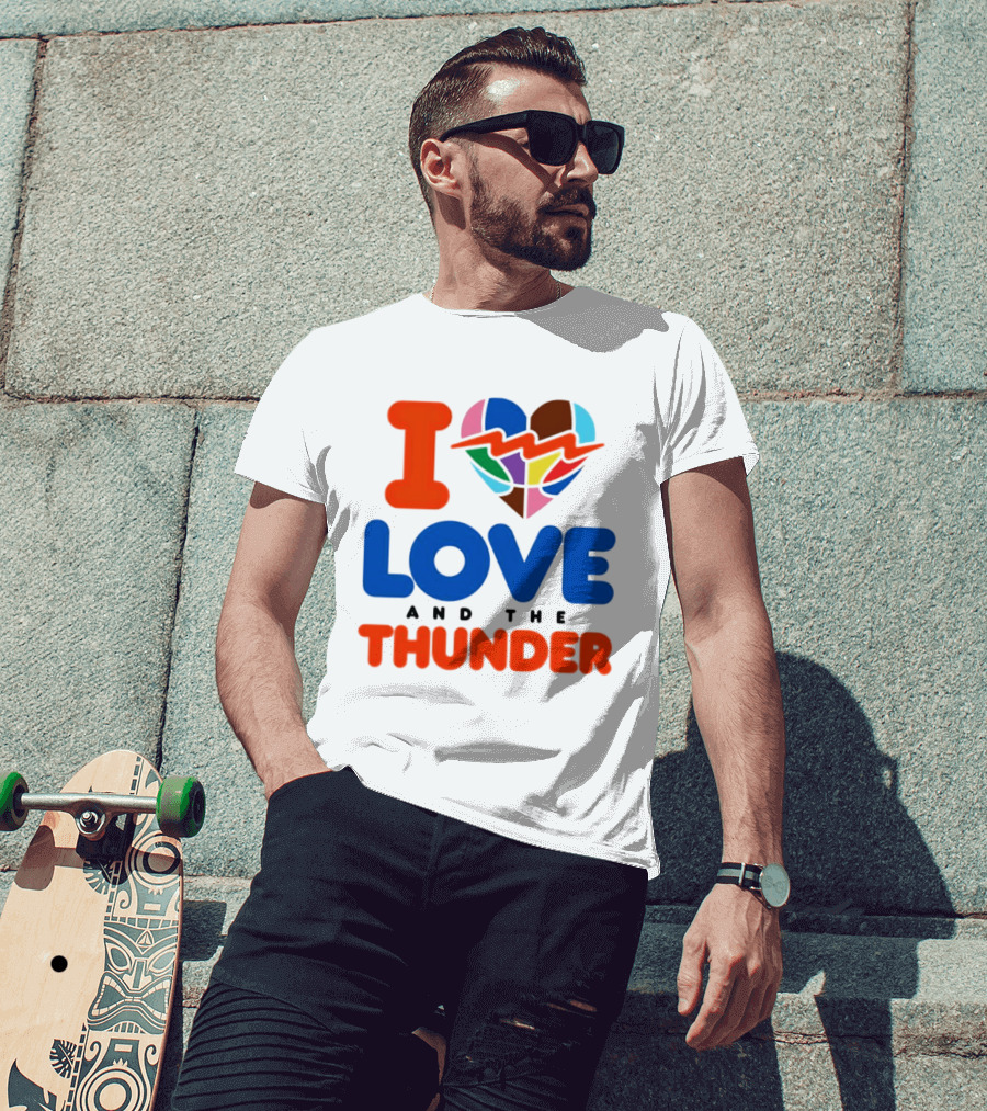 I Love Thunder Heart Color Block T-Shirt