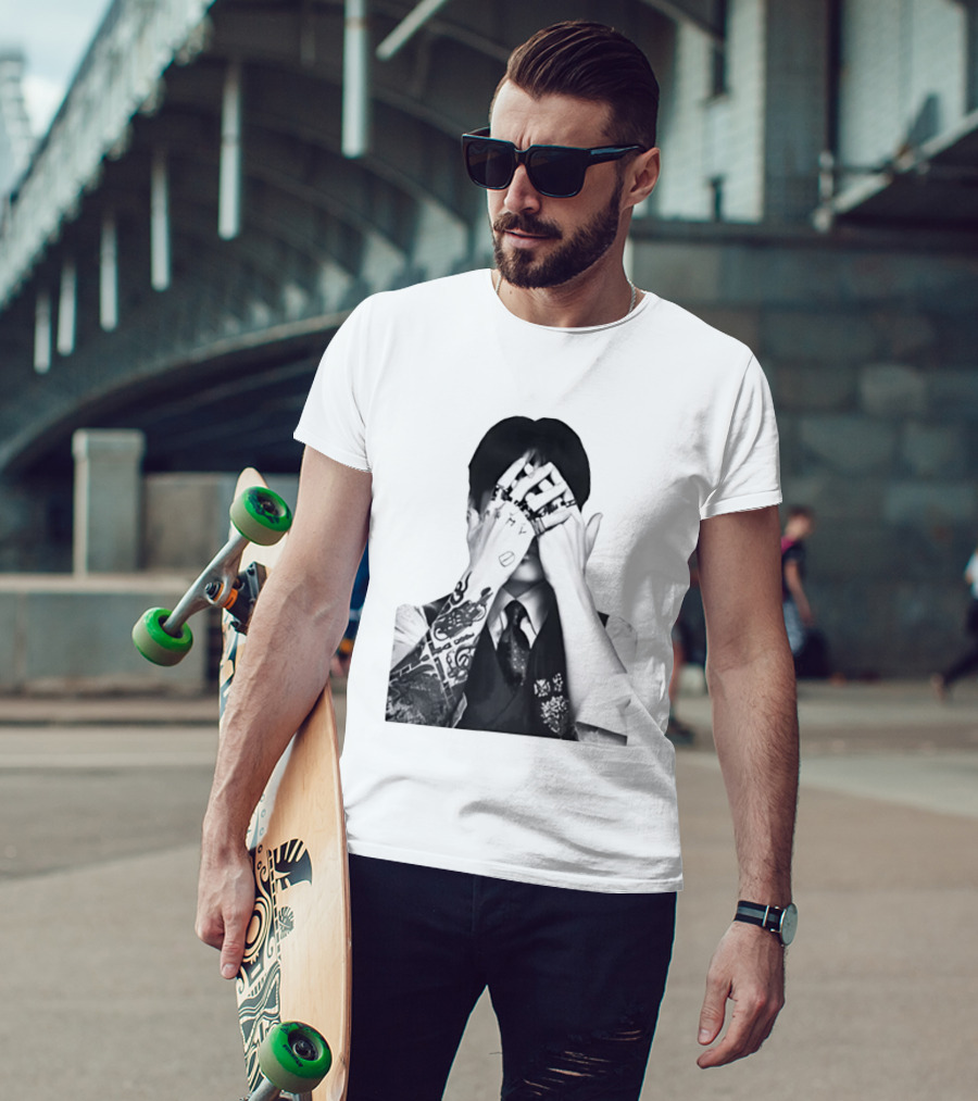 Jungkook BTS Tattoo Hands Rings Black And White Aesthetic T-Shirt