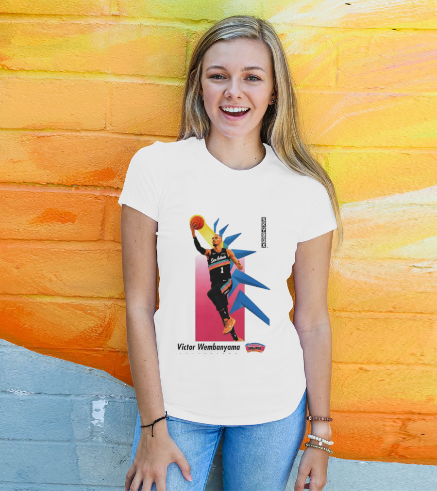 Victor Wembanyama San Antonio Spurs Basketball NBA Skybox 90s Retro Dunking Action T-Shirt
