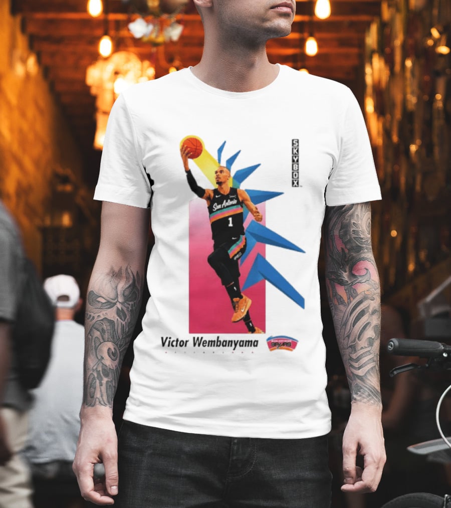 Victor Wembanyama San Antonio Spurs Basketball NBA Skybox 90s Retro Dunking Action T-Shirt