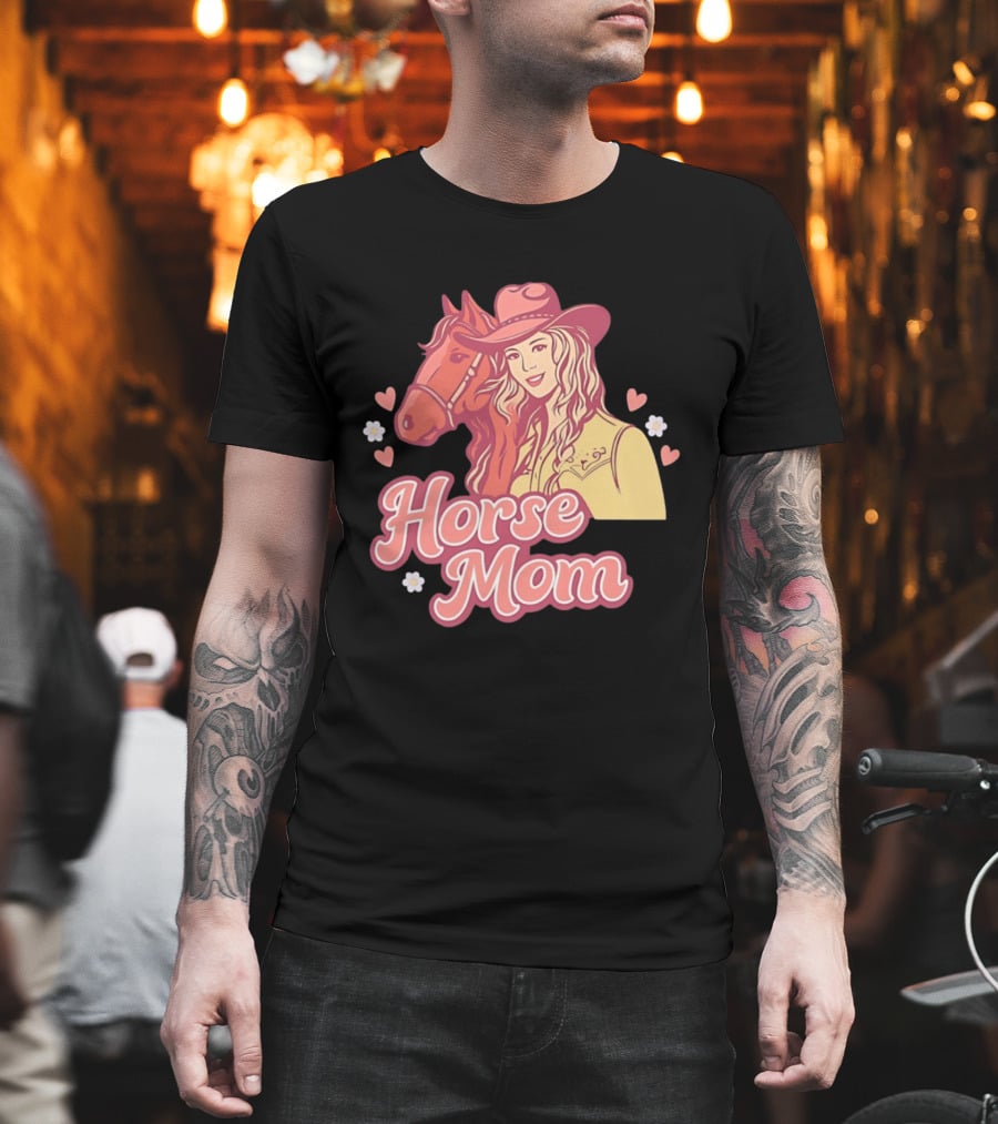 Cowgirl Horse Mom With Mustang And Hearts T-Shirt