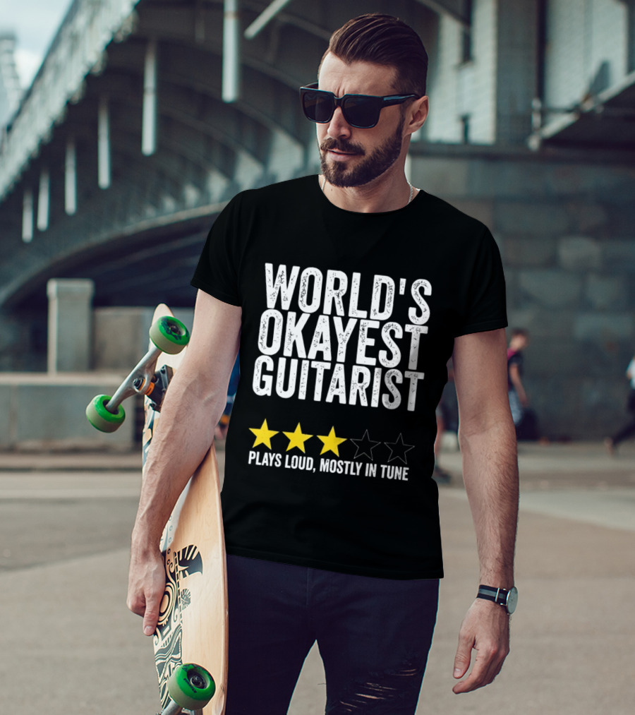 World's Okayest Guitarist Plays Loud Mostly In Tune With Three Star Rating T-Shirt