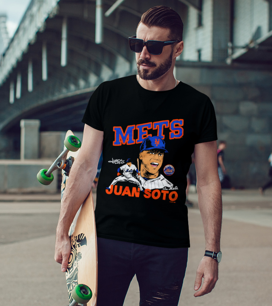 Mets Juan Soto Caricature Tri Blend T-Shirt