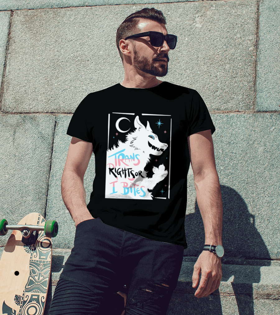 Trans Rights Or I Bites Wolf Moon Stars T-Shirt