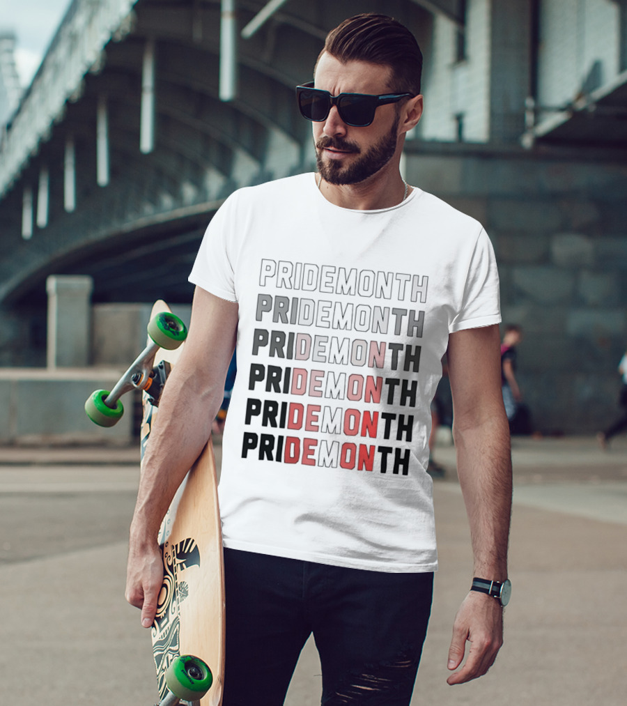 Pride Month Lesbian Flag Gradient Minimalist Rainbow DE Month T-Shirt