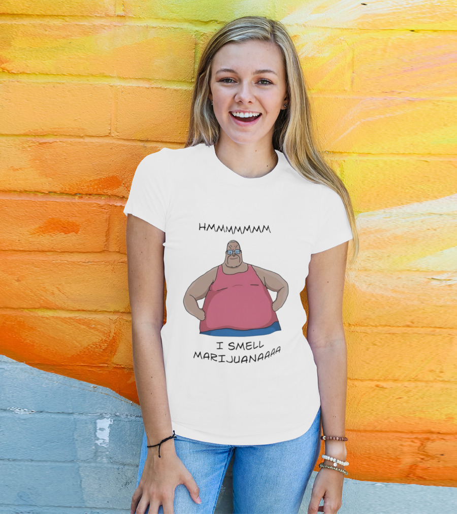 HMMMMMMM I Smell Marijuana Meme Character In Pink T-Shirt