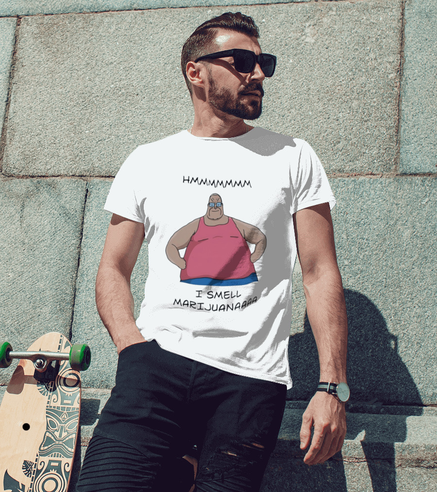 HMMMMMMM I Smell Marijuana Meme Character In Pink T-Shirt