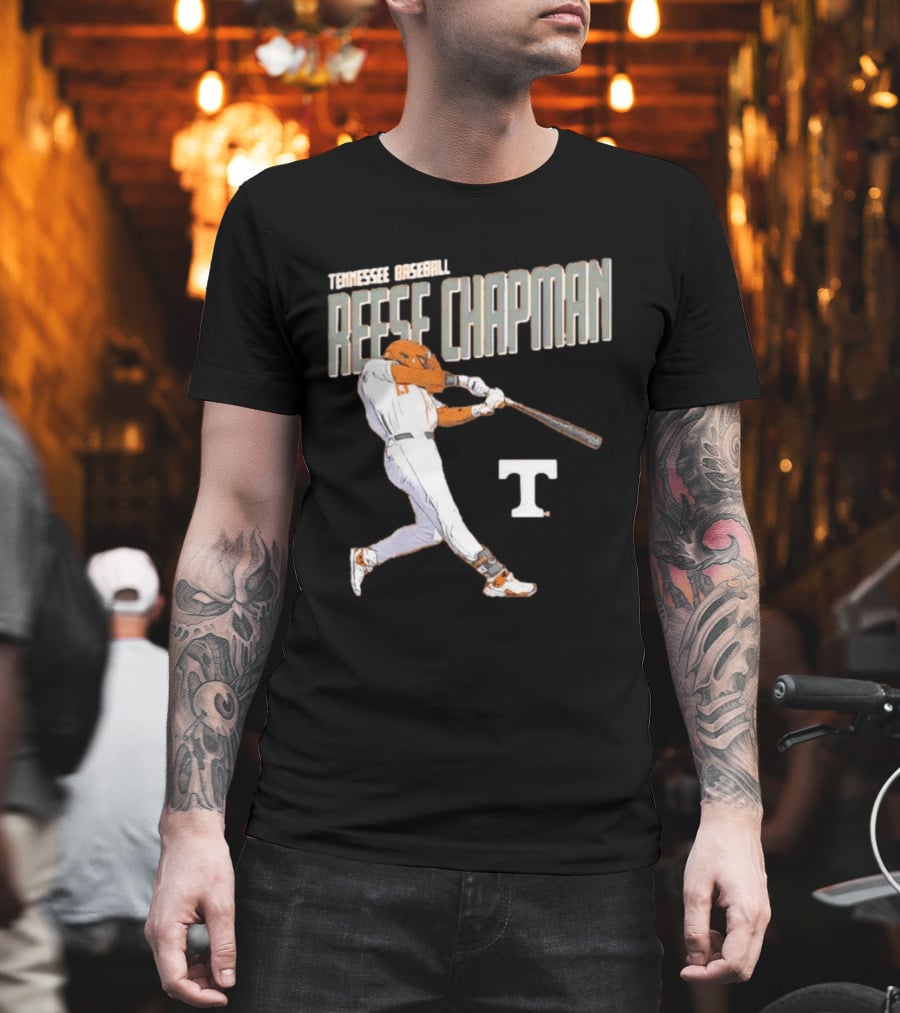 Tennessee Baseball Reese Chapman Swinging Action T-Shirt
