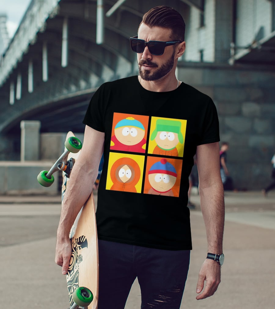 South Park Characters Cartman Kyle Kenny Stan Pop Blocks T-Shirt