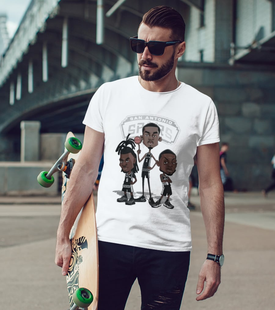 Victor Wembanyama Stephon Castle De'Aaron Fox San Antonio Spurs NBA Caricature T-Shirt