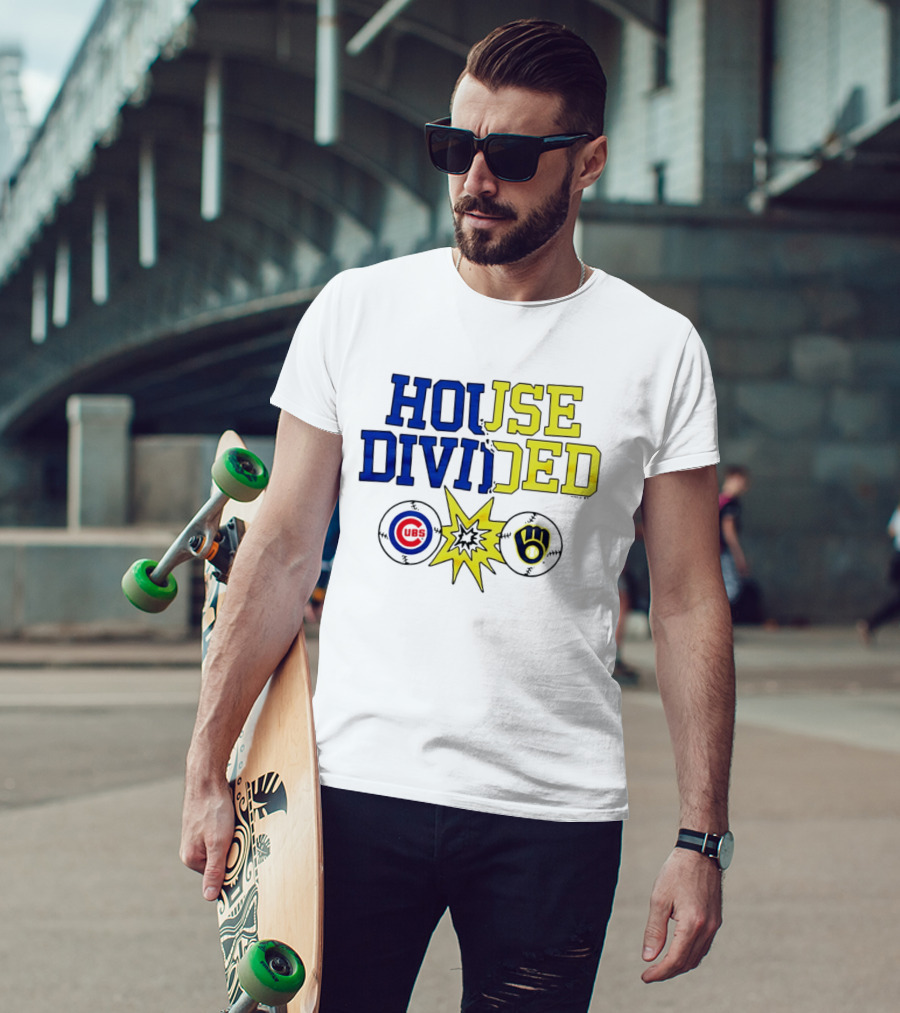 Chicago Cubs Vs Milwaukee Brewers Rivalry House Divided Fan Gear T-Shirt