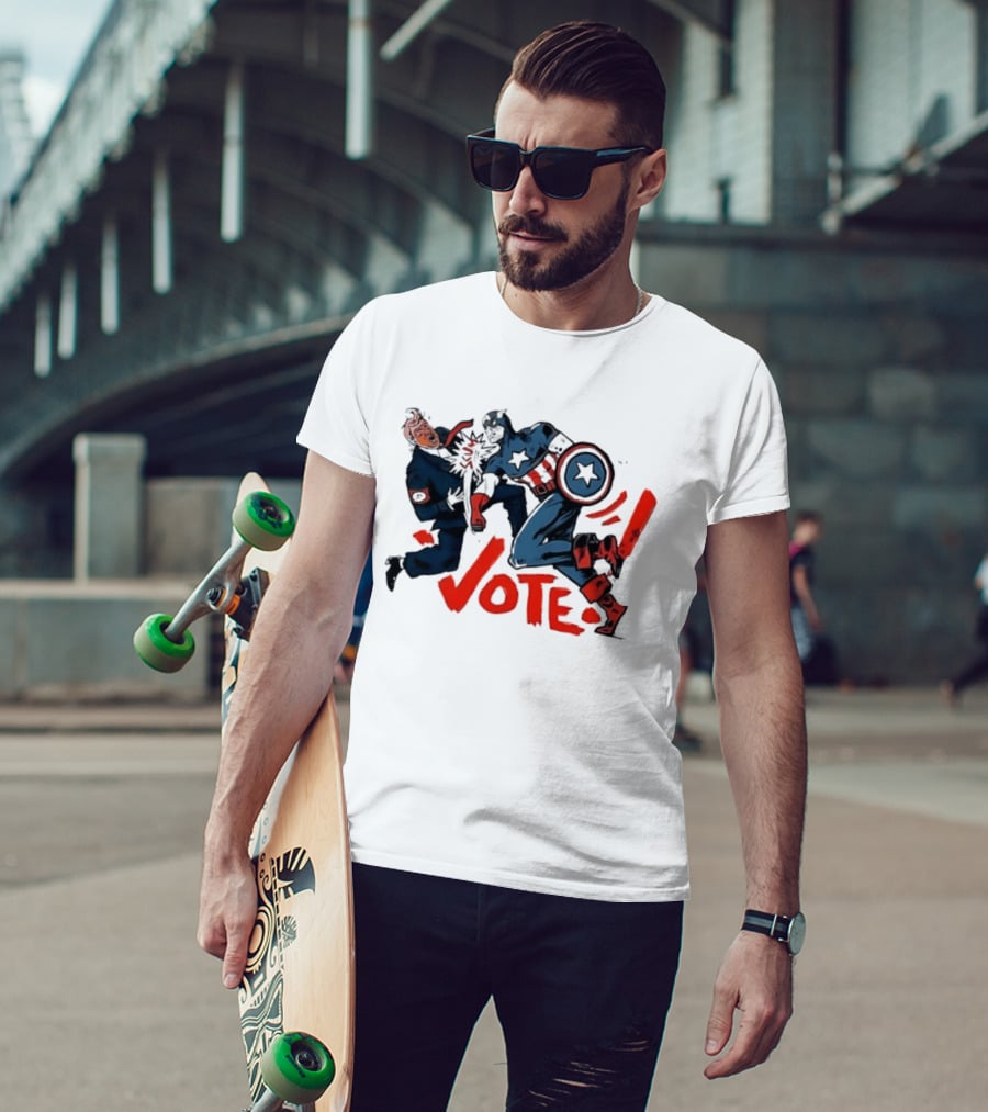 Captain America Punch Donald Trump Vote Comic T-Shirt