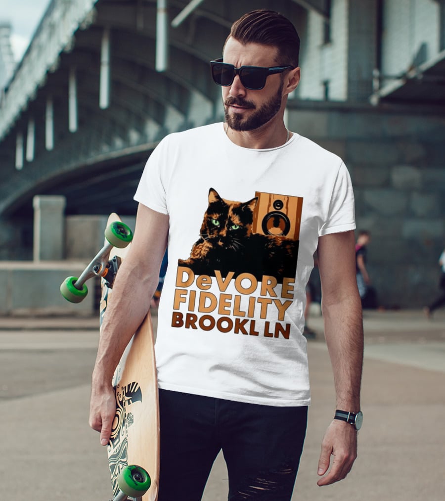 DeVore Fidelity Brooklyn Cat Speaker T-Shirt