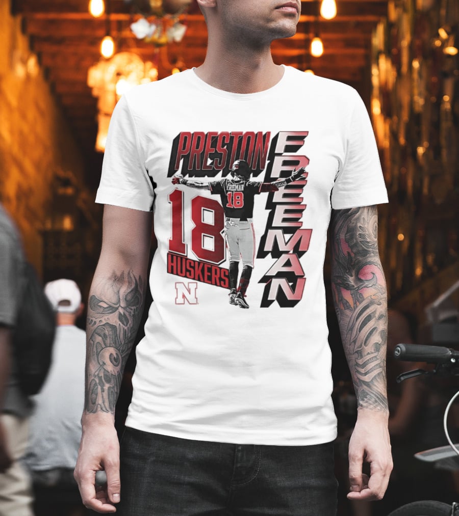 Preston Freeman 18 Huskers Nebraska Football Player T-Shirt