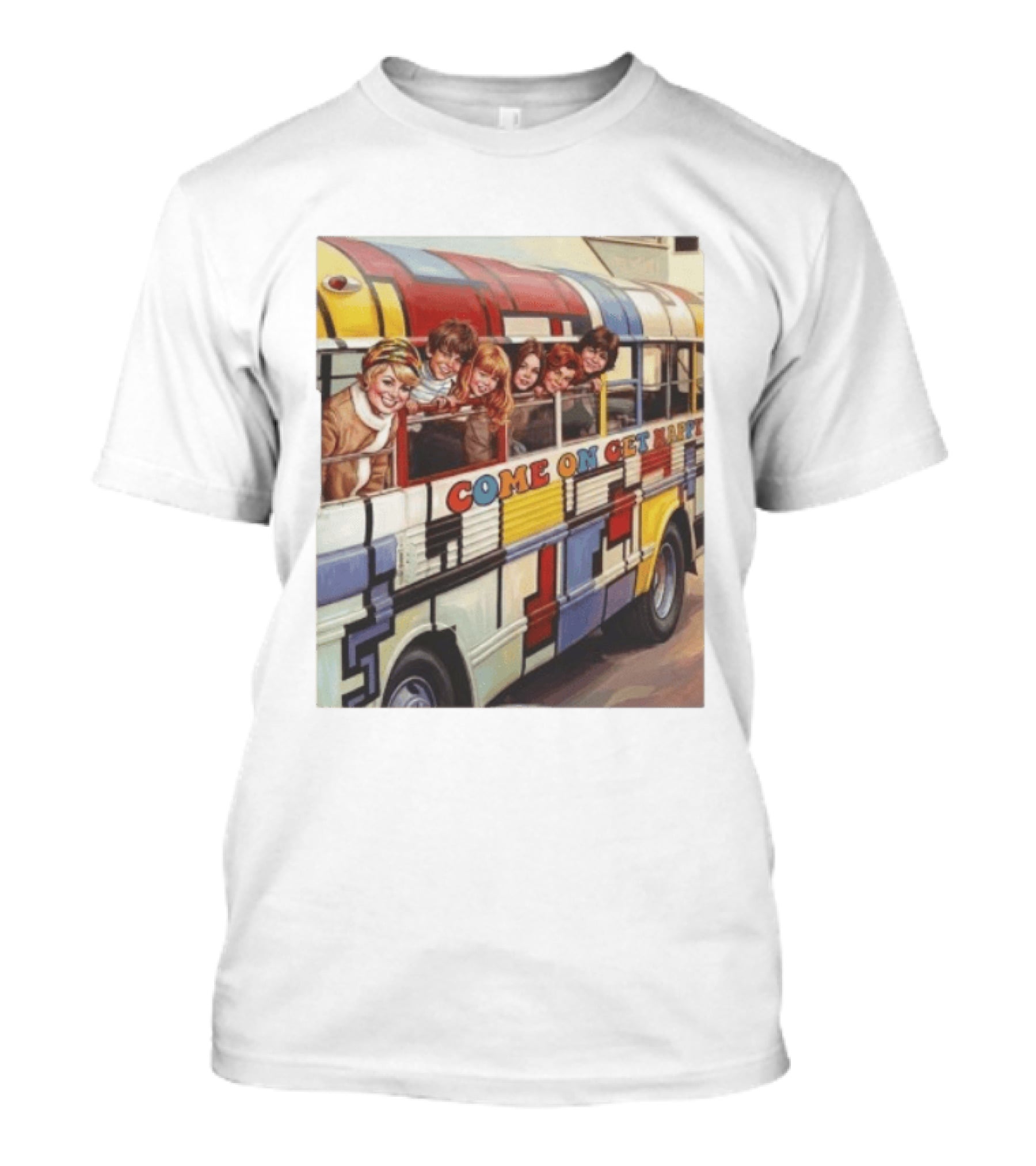 Psychedelic School Bus Come On Get Happy Retro Vibes T-Shirt