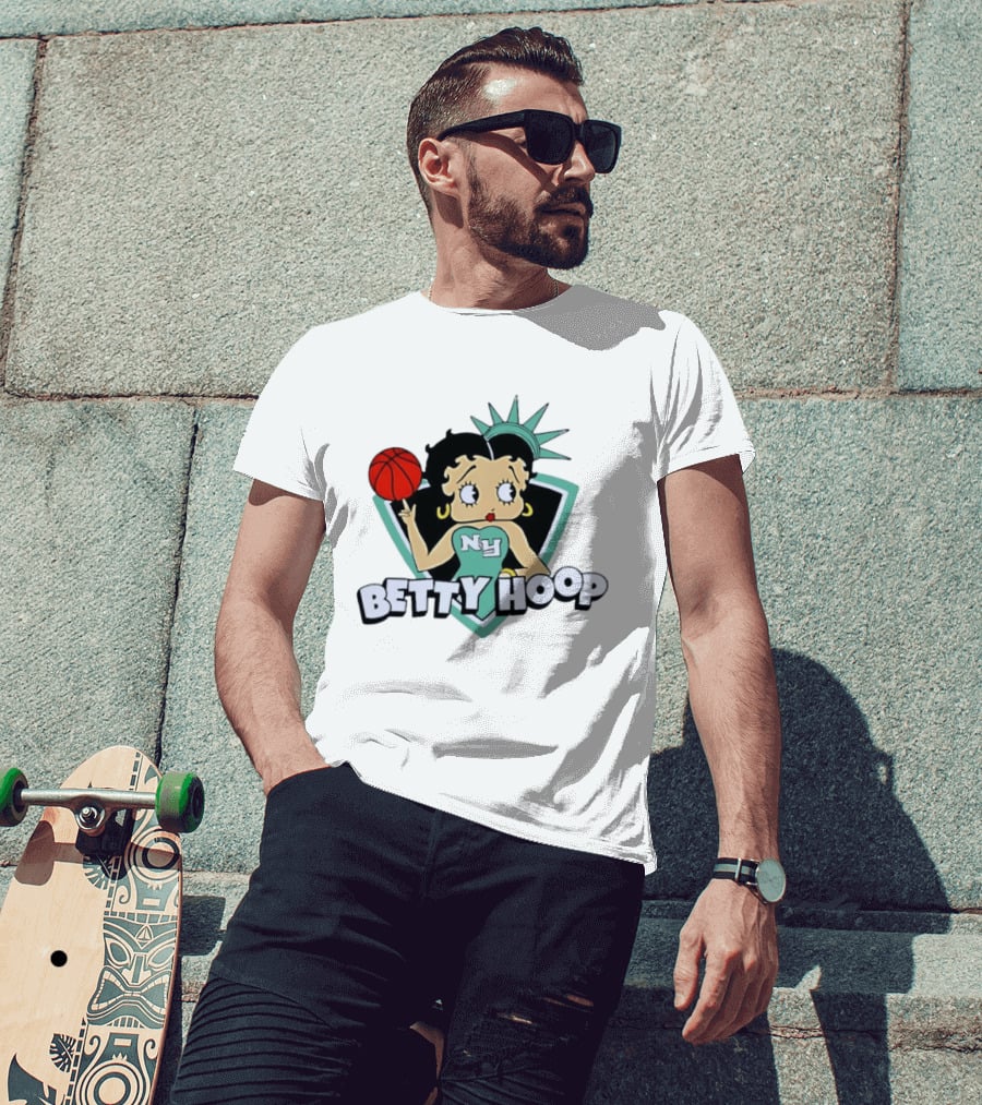 New York Liberty Betty Hoop Basketball Character NY Statue Of Liberty Crown T-Shirt