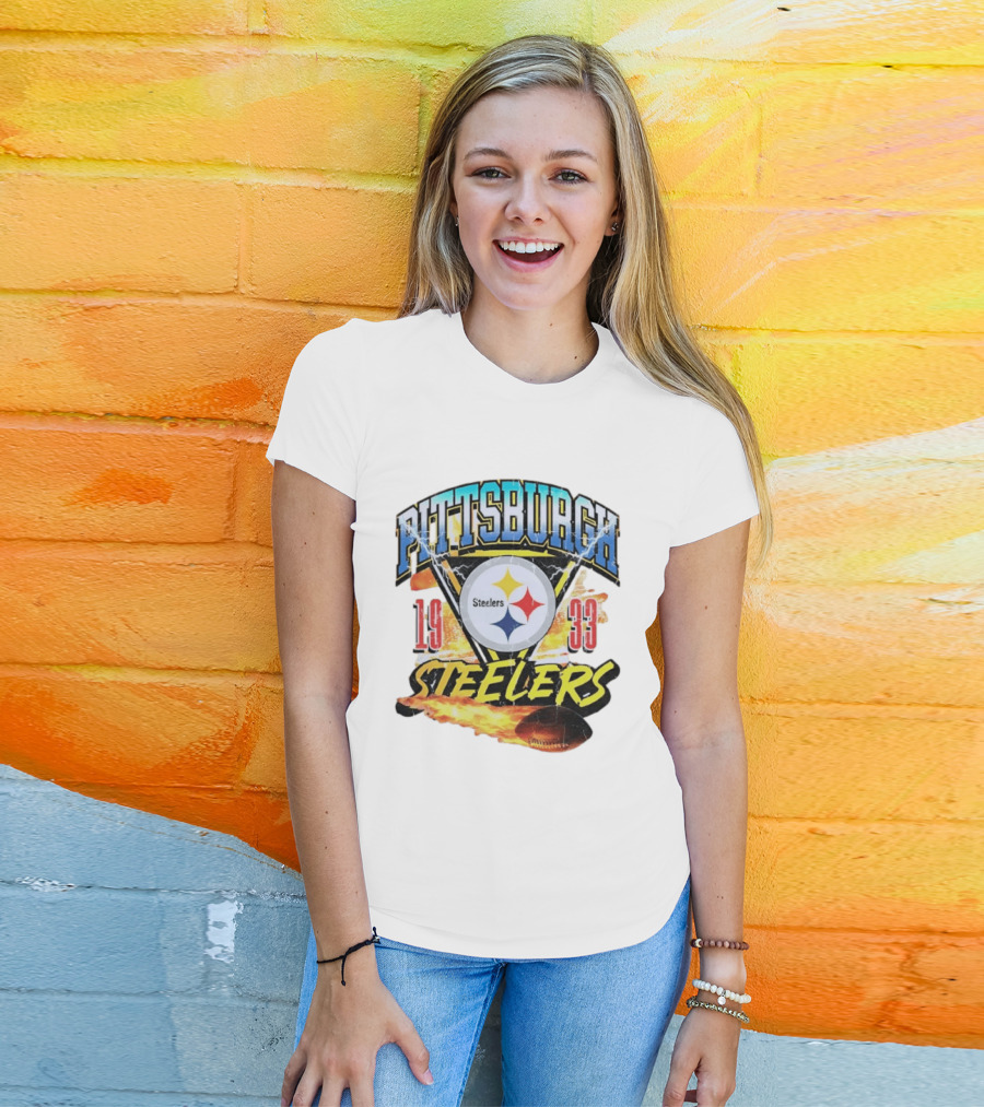 Pittsburgh Steelers 1933 Football Flame T-Shirt