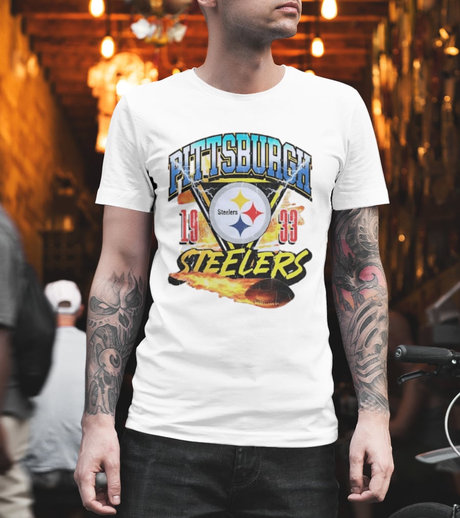 Pittsburgh Steelers 1933 Football Flame T-Shirt