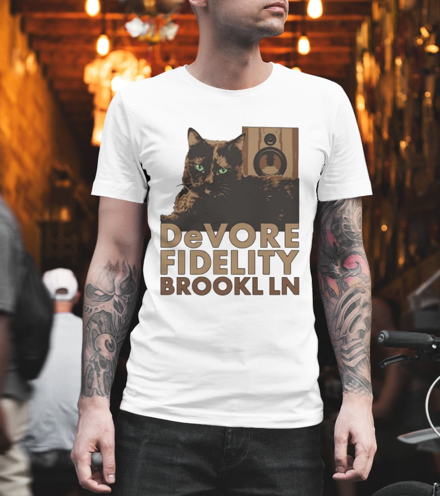 DeVore Fidelity Brooklyn LN Cat Speaker T-Shirt