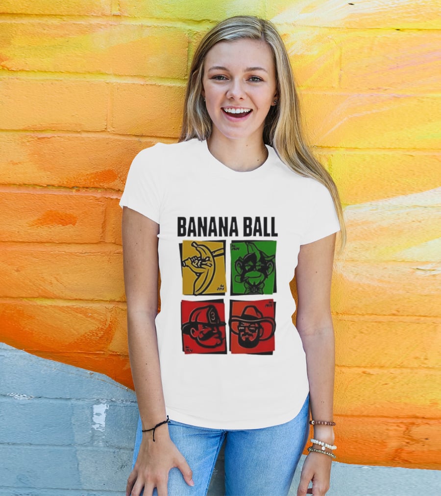 Savannah Bananas Baseball Banana Ball Colorful Character Blocks T-Shirt