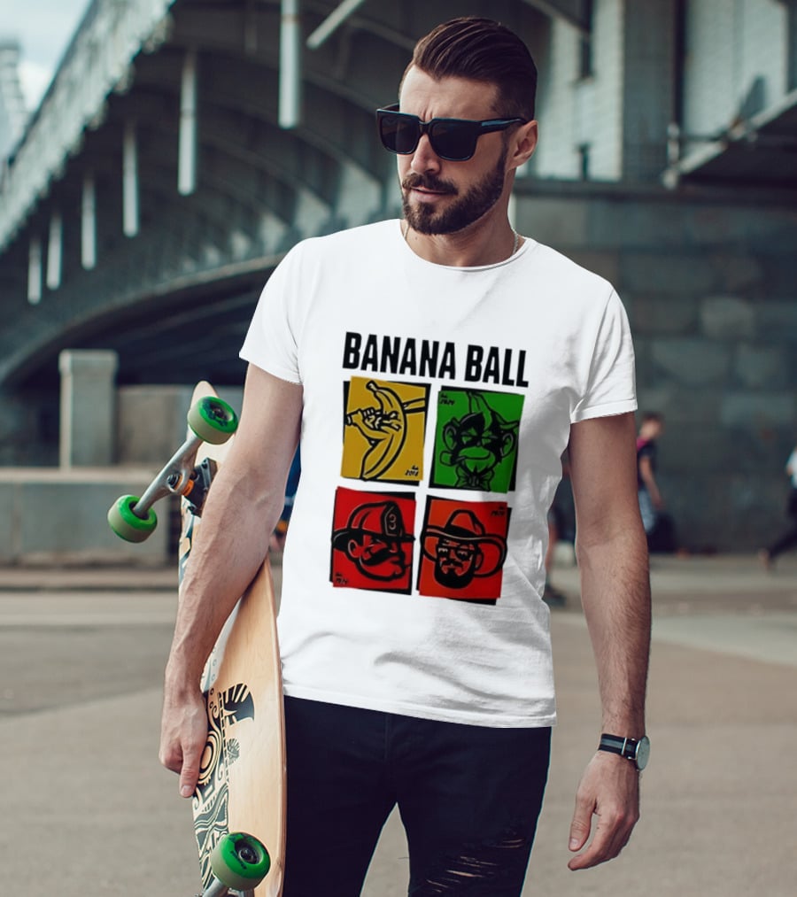 Savannah Bananas Baseball Banana Ball Colorful Character Blocks T-Shirt